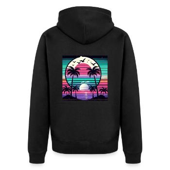 Tropical Sunset - Unisex Premium Bio Zip Hoodie - Schwarz - Hinten - Nico (187cm)