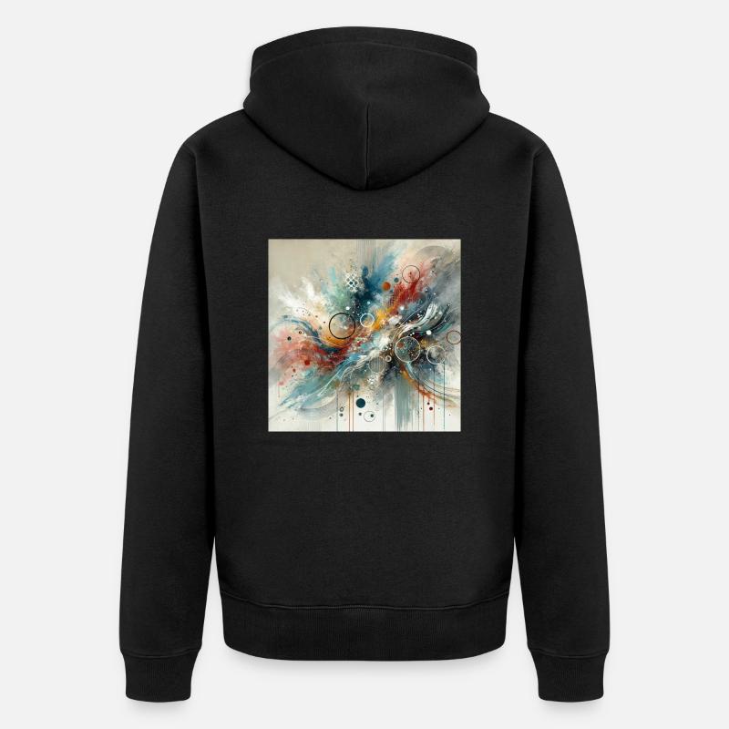 Dynamischer Fluss - Abstraktes Gemälde - Unisex Premium Bio Zip Hoodie - Schwarz