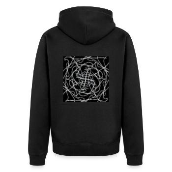 Black and White Abstract Design - Unisex Premium Organic Zip Hoodie - black - Back - Nico (187cm)