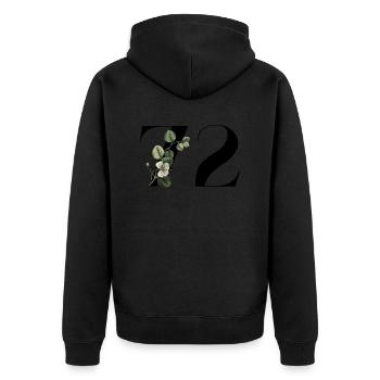 Nummer 72 Blumengrün - 72. Blumengeburtstag - Unisex Premium Bio Zip Hoodie - Schwarz - Hinten - Nico (187cm)