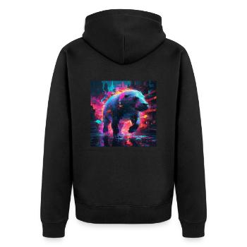 Neon Seekuh - Unisex Premium Bio Zip Hoodie - Schwarz - Hinten - Nico (187cm)