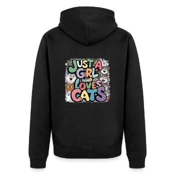 juste une fille qui aime les chats - Veste à capuche bio Premium Unisexe - noir - Dos - Nico (187cm)