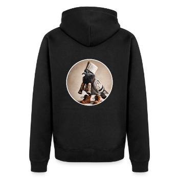 Taube als Jäger - Unisex Premium Bio Zip Hoodie - Schwarz - Hinten - Nico (187cm)