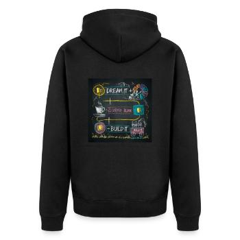 Dream It.....Coffee Bean......Build It - Unisex Premium Organic Zip Hoodie - black - Back - Nico (187cm)