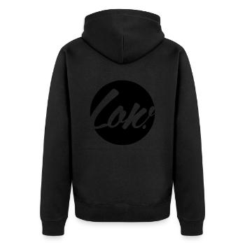 low kreis circle - Unisex Premium Bio Zip Hoodie - Schwarz - Hinten - Nico (187cm)
