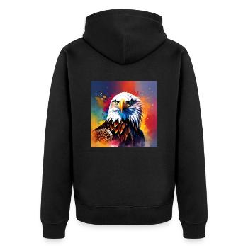 Eagle coloured - Unisex Premium Organic Zip Hoodie - black - Back - Nico (187cm)