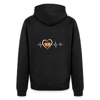 Heartbeat Spanien - Unisex Premium Bio Zip Hoodie - Schwarz - Hinten - Nico (187cm)