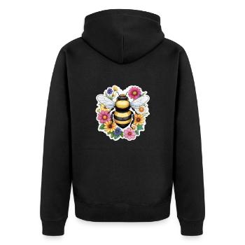 Biene mit Blümchen - Unisex Premium Bio Zip Hoodie - Schwarz - Hinten - Nico (187cm)