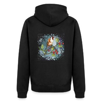Bunter Vogel - Unisex Premium Bio Zip Hoodie - Schwarz - Hinten - Nico (187cm)