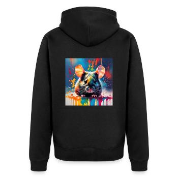 Maus farbig - Unisex Premium Bio Zip Hoodie - Schwarz - Hinten - Nico (187cm)