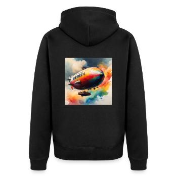 Zeppelin coloured - Unisex Premium Organic Zip Hoodie - black - Back - Nico (187cm)