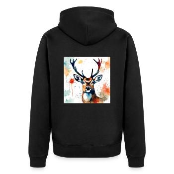 Peinture Cerf - Veste à capuche bio Premium Unisexe - noir - Dos - Nico (187cm)