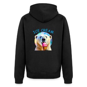 Eis Bär - Unisex Premium Bio Zip Hoodie - Schwarz - Hinten - Nico (187cm)