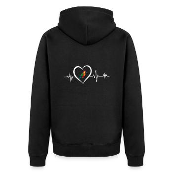 Papageien-Herzschlag - Unisex Premium Bio Zip Hoodie - Schwarz - Hinten - Nico (187cm)