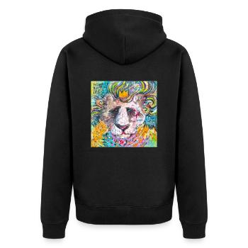 Löwe zerschmettern - Unisex Premium Bio Zip Hoodie - Schwarz - Hinten - Nico (187cm)