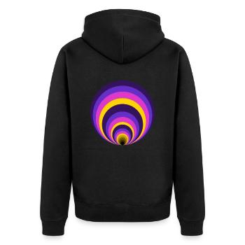 Farbige Kreise - Unisex Premium Bio Zip Hoodie - Schwarz - Hinten - Nico (187cm)