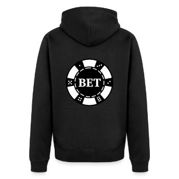 "BET" Casino-Chip - Black Chip for Poker players - Unisex Premium Organic Zip Hoodie - black - Back - Nico (187cm)