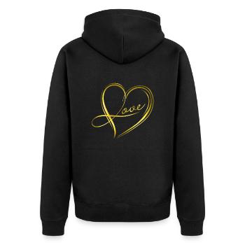 goldenes Herz - Unisex Premium Bio Zip Hoodie - Schwarz - Hinten - Nico (187cm)