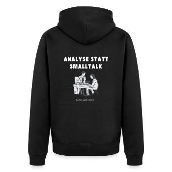 Analyse statt Smalltalk Daten über Drama - Unisex Premium Bio Zip Hoodie - Schwarz - Hinten - Nico (187cm)