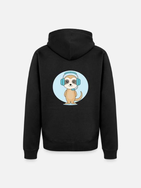 Erdmännchen mit Headset - Unisex Premium Bio Zip Hoodie - Schwarz