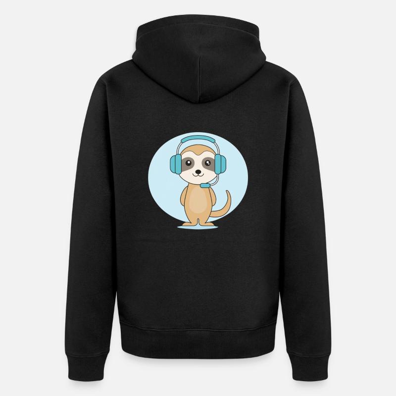 Suricate avec casque - Veste à capuche bio Premium Unisexe - noir