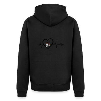 heartbeat cardigan Welsh corgi - Unisex Premium Organic Zip Hoodie - black - Back - Nico (187cm)