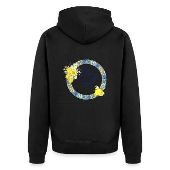 Stay Cool in Summer | Summer Mediterranean Floral - Unisex Premium Organic Zip Hoodie - black - Back - Nico (187cm)