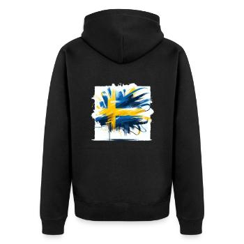 Sverige Suède Drapeau Schweden Flagge - Veste à capuche bio Premium Unisexe - noir - Dos - Nico (187cm)