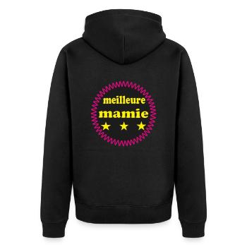 Best Granny - Unisex Premium Organic Zip Hoodie - black - Back - Nico (187cm)