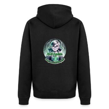 ADNP - Syndrom - Unisex Premium Bio Zip Hoodie - Schwarz - Hinten - Nico (187cm)