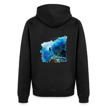 Weightless gliding while diving - Unisex Premium Organic Zip Hoodie - black - Back - Nico (187cm)