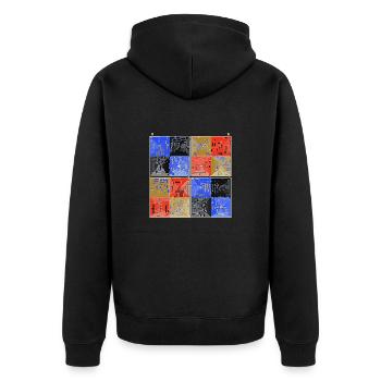 Laby Square 2 (Farbversion) - Unisex Premium Bio Zip Hoodie - Schwarz - Hinten - Nico (187cm)