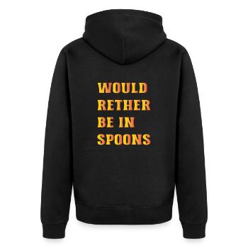 Wetherspoons Design: Wäre lieber in Spoons - Unisex Premium Bio Zip Hoodie - Schwarz - Hinten - Nico (187cm)