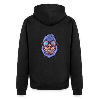 Gorilla mit Sonnenbrille - Unisex Premium Bio Zip Hoodie - Schwarz - Hinten - Nico (187cm)