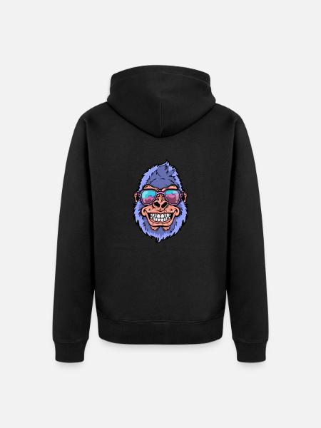 Gorilla mit Sonnenbrille - Unisex Premium Bio Zip Hoodie - Schwarz