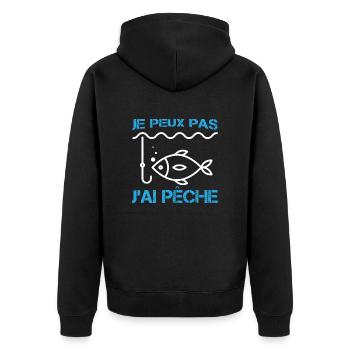 Fischer T-Shirt - I Can't I Have Angeln - Unisex Premium Bio Zip Hoodie - Schwarz - Hinten - Nico (187cm)