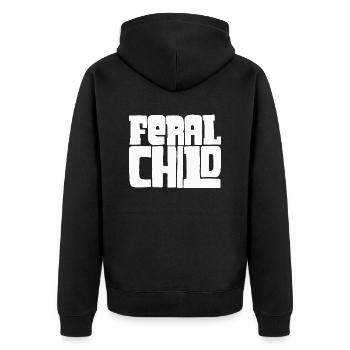 Feral Child funny design - Unisex Premium Organic Zip Hoodie - black - Back - Nico (187cm)
