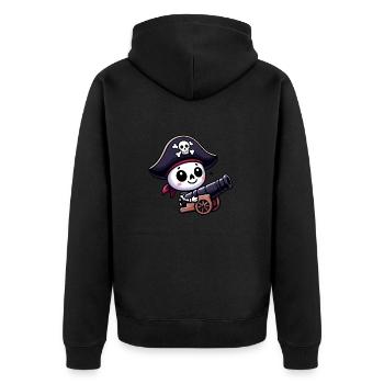 Skeleton Treasure - Pirate Skull - Unisex Premium Organic Zip Hoodie - black - Back - Nico (187cm)