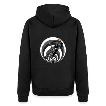 BMX Rennen - Unisex Premium Bio Zip Hoodie - Schwarz - Hinten - Nico (187cm)