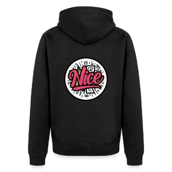 Nice - Unisex Premium Bio Zip Hoodie - Schwarz - Hinten - Nico (187cm)