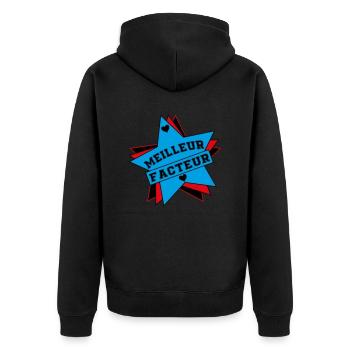 BEST FACTOR - Unisex Premium Organic Zip Hoodie - black - Back - Nico (187cm)