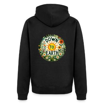Down to Earth - Unisex Premium Organic Zip Hoodie - black - Back - Nico (187cm)