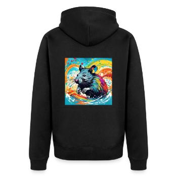 Couleur du rat - Veste à capuche bio Premium Unisexe - noir - Dos - Nico (187cm)