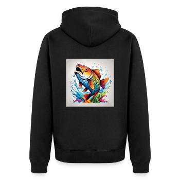 Trout Fish Colored - Unisex Premium Organic Zip Hoodie - black - Back - Nico (187cm)