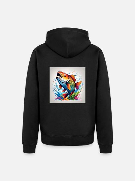 Forelle Fisch farbig - Unisex Premium Bio Zip Hoodie - Schwarz
