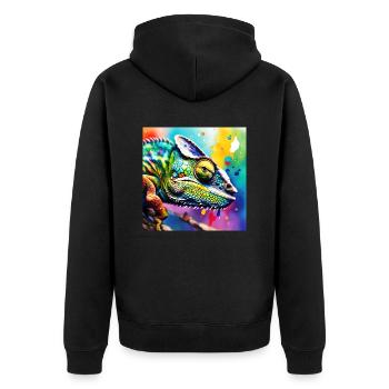 Chameleon coloured - Unisex Premium Organic Zip Hoodie - black - Back - Nico (187cm)