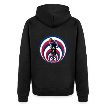 BMX USA - Unisex Premium Bio Zip Hoodie - Schwarz - Hinten - Nico (187cm)