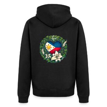 Philippinen - Unisex Premium Bio Zip Hoodie - Schwarz - Hinten - Nico (187cm)