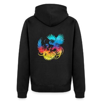 Hahn tup Kampf Tier isoliert buntes Huhn - Unisex Premium Bio Zip Hoodie - Schwarz - Hinten - Nico (187cm)