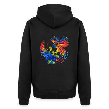Hahn tup Kampf Tier isoliert buntes Huhn - Unisex Premium Bio Zip Hoodie - Schwarz - Hinten - Nico (187cm)